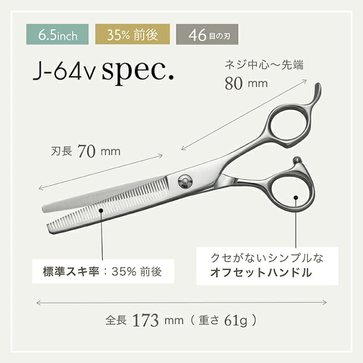 楽天市場】【ペット トリミング スキバサミ】送料無料 J64Vセニング 35  