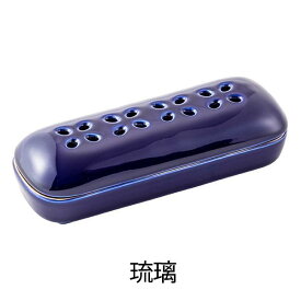 【P3倍!〜1/17まで】 線香皿 横 線香 横 横置き 香炉 青 ピンク お供え 【寝かせる線香皿 花摘 有田焼 桃染 瑠璃 小（幅12.8cm）】お仏壇のはせがわ