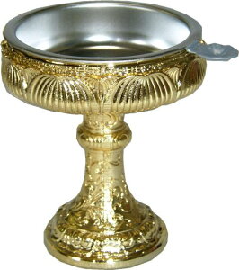 仏具用品 蓮型 仏器 12号 本金メッキ オトシ付 亜鉛合金製