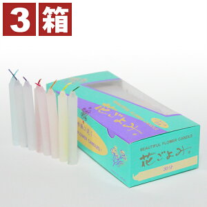ロウソク ろーそく 短寸ローソク 花ごよみ フラワーローソク 30分 8色×3箱セット 水色箱ろうそく・蝋燭