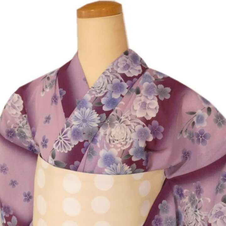 楽天市場】「23区」仕立て上がり浴衣 菊や桜 紫 / 浴衣 ゆかた 
