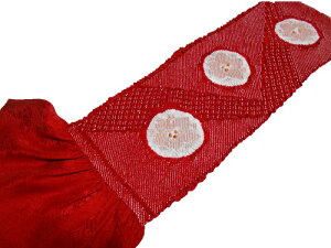 帯揚げ【総絞り】【振袖用】【赤】【華紋】【日本製】【成人式】【七五三】【送料無料】