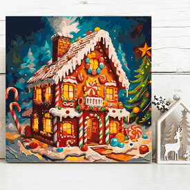 数量限定！ ランキング1位 数字油絵 ぬりえセット 油絵風 アート 冬 ナンバーアート 組立不要 フレーム付 クリスマス ツリー Xmas ナンバーペイント 大人の塗り絵 アクリル絵の具 油絵塗り絵 アートパネル 数字塗り絵 風景画 絵画 40x50cm 壁掛け インテリア デジタル油絵