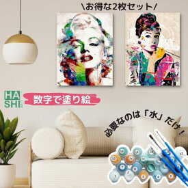 人気の2枚組 アートパネル モダン 塗り絵 絵画 数字油絵 組立不要 フレーム付 50x40cm 父の日 プレゼント 置物 インテリア雑貨 おしゃれ 数字で塗り絵 オードリーヘップバーン マリリンモンロー 大人の塗り絵 油絵セット ローマ 暇つぶしグッズ 塗り絵セット オードリー