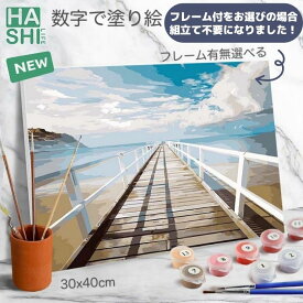 当店オリジナル 数字油絵 塗り絵キット 大人の塗り絵 油絵風の仕上がり 風景 桟橋 アクリル絵具 フレーム 選べる パズル塗り絵 油絵塗り絵 アートパネル 数字塗り絵 Infinity bridge 30x40cm インテリア雑貨 置物 おしゃれ 塗り絵セット 数字絵 油絵キット 絵画 パズル 絵