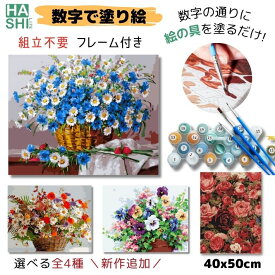 再販! 数字油絵 大人の塗り絵 絵画 アクリル絵の具 母の日 花 数字塗り絵 油絵セット 青と白 マーガレット フレーム付 は組立不要! パズル塗り絵 50x40cm 油絵塗り絵 塗り絵セット ナンバーペイント インテリア雑貨 パズル絵 ぬりえ diy油絵 退職後 アート 認知症予防 絵