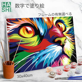 工作キット ペイントバイナンバー 数字塗り絵 数字油絵 簡単 小学生 ねこ 絵 夏休み 自由研究 初心者 アクリル絵の具 インテリア 絵画 猫 ディズニー プーさん フレーム付 30x40cm お絵かきセット 大人の塗り絵 アートパネル 誕生日プレゼント 10歳 ナンバーペイント アート