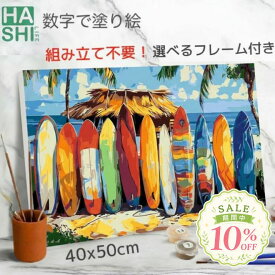 大人の塗り絵 絵画 アート 風景画 塗り絵キット 油絵塗り絵 サーフボード 夏 海 フレーム付き 数字油絵 数字塗り絵 パズル塗り絵 40x50cm 油絵セット アートパネル 絵 アクリル絵具 ナンバーペイント インテリア ぬりえ diy油絵 入院 暇つぶし 退職 趣味 休暇 絵画 セラピー