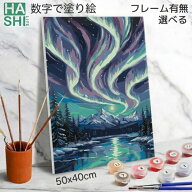 【マラソン中200円OFF】 数字油絵 数字 大人 塗り絵 絵の具 大人の塗り絵 脳トレ塗り絵 氷河とオーロラ …