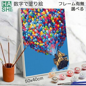 数字油絵 数字 塗り絵 絵の具で描く 大人の塗り絵 脳トレ塗り絵 空飛ぶお家 フレーム付 数字塗り絵 アート 塗り絵 40x50cm カールじいさんの空飛ぶ家 認知症予防 油絵塗り絵 インテリア おしゃれ アートパネル 絵画 数字キット 油絵セット リハビリ ボケ防止 脳トレ塗り絵