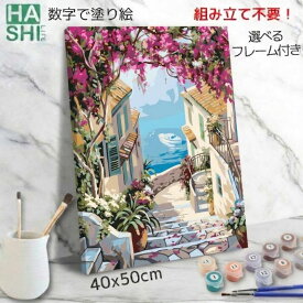 新作 数字油絵 塗り絵 絵の具で描く 大人の塗り絵 脳トレ塗り絵 青い海への階段 組立不要 フレーム付 数字塗り絵 アート 塗り絵 40x50cm 認知症予防 油絵塗り絵 インテリア おしゃれ アートパネル 絵画 数字キット 油絵セット リハビリ ボケ防止 脳トレ 高齢者 介護 作業療法