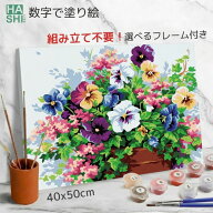 【390円OFFクーポン】 数字油絵 数字 塗り絵 絵の具 大人の塗り絵 脳トレ塗り絵 花 パンジー 春 フレーム…