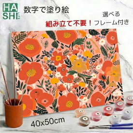 まとめ割10％OFF! 数字油絵 塗り絵 絵の具 大人の塗り絵 脳トレ塗り絵 オレンジポピー フレーム付 数字塗り絵 アート 塗り絵 40x50cm 認知症予防 油絵塗り絵 インテリア おしゃれ アートパネル 絵画 数字キット 油絵セット リハビリ ボケ防止 脳トレ ダイヤモンドアート