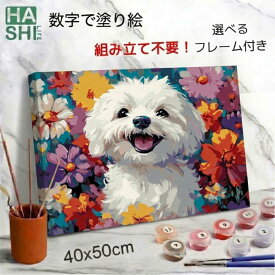 最大7%OFF 塗り絵セット アクリル絵の具 数字塗り絵 塗り絵 大人 数字油絵 犬 マルチーズ フレーム付き ナンバーペイント 数字アート 誕生日ギフト 大人の塗り絵 油絵キット 50x40cm 油絵塗り絵 アートパネル モダン 絵画 キャンバス 犬 脳トレ塗り絵 ボケ防止 認知症予防