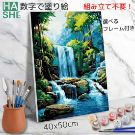 【390円クーポン】 アート 大人の塗り絵 数字 塗り絵 アクリル絵の具 絵画 秘境の滝 滝 風景 敬老の日 プレゼント アートセラピー 塗り絵キット フレーム付 数字油絵 数字塗り絵 パズル塗り絵 40x50cm 油絵セット アートパネル 絵 ナンバーペイント インテリア 入院 暇つぶし