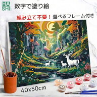数字 大人 塗り絵 大人の塗り絵 幻想の白鹿 ナンバーペイント アートパネル アクリル絵の具 数字油絵 ア…