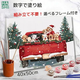 【本日全品P5倍】 新作 数字 塗り絵 サンタ犬の贈り物 大人の塗り絵 ナンバーペイント アートパネル アクリル絵の具 数字油絵 クリスマス アート 絵画 花 絵 フレーム付 50x40cm 数字塗り絵 美術品 油絵塗り絵 油絵セット パズル塗り絵 デイサービス 認知症予防 脳トレ