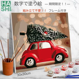 【LINE300円OFF】 大人の塗り絵 油絵 塗り絵 アート パネル インテリア雑貨 アクリル絵の具 数字で塗り絵 ツリー 車 正方形 30x30cm フレーム付 油絵セット クリスマス 飾り プレゼント ぬりえセット 壁飾り DIYアート インテリア おしゃれ ギフト 絵画 暇つぶし 工作 絵描き