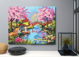 数字油絵 アクリル絵具で描く 大人の塗り絵 数字アート 絵画 日本画 油絵風 母の日 数字キット 桜 鯉 日本庭園 浮世絵 葛飾北斎 油絵塗り絵 キャンバス 数字塗り絵 フレーム付 50x40cm 名画 塗り絵 油絵セット ナンバーペイント アートパネル 入院 暇つぶし 脳トレ リハビリ