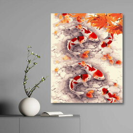 父の日 売れ筋 ランキング入賞 数字油絵 アクリル絵具 大人の塗り絵 絵画 日本画 ペイントバイナンバー 桜 鯉 日本庭園 浮世絵 葛飾北斎 油絵塗り絵 キャンバス 数字塗り絵 フレーム付 50x40cm 名画 塗り絵 油絵セット ナンバーペイント アートパネル 和モダン インテリア