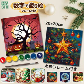 数字 塗り絵 ハロウィン ナンバーペイント 【2点+送料無料】 クリスマス アクリル絵の具 大人の塗り絵 塗り絵セット 大人 DIYアート 数字アート 油絵 アートパネル 絵 冬 塗り絵セット 飾り 絵 ナンバーアート 20x20cm ぬりえ 数字油絵 キッズ 子供 冬休み 工作