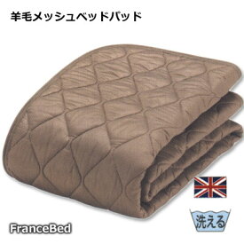 フランスベッド 羊毛メッシュベッドパッド ウォッシャブル 羊毛ベッドパッド ファミリー（セミダブル+セミダブル） 245×195cm
