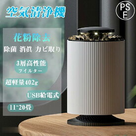空気清浄機 コンパクト 卓上 USB給電式 HEPAフィルター 3層構造 静音 20〜30dB タイマー機能 ペット臭 花粉 PM2.5 ホコリ タバコ 寝室 デスク 車内 玄関 トイレ
