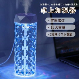 加湿器 卓上 小型 大容量 LEDライト ナイトライト USB給電 超音波式 静音 空焚き防止 おしゃれ シンプル デスク オフィス 寝室 乾燥対策 コンパクト ギフト 誕生日