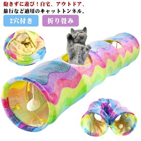 トンネル おもちゃ 2穴付き 猫用品 長いトンネル カシャカシャ音 ペット玩具 折り畳み 猫遊び ペット用品 ストレス発散 運動不足対策 収納便利 超軽量 室内遊び 送料無料