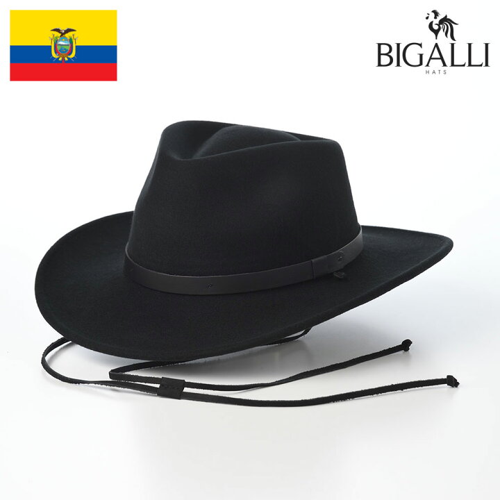 楽天市場 Bigalli ウエスタンハット フェルトハット あご紐付き 帽子 メンズ レディース 秋 冬 カウボーイ テンガロン 紳士帽 大きいサイズ カジュアル アメカジ メンズハット ギフト プレゼント 送料無料 あす楽 ビガリ ブランド エクアドル製 Tribu トリブ ブラック