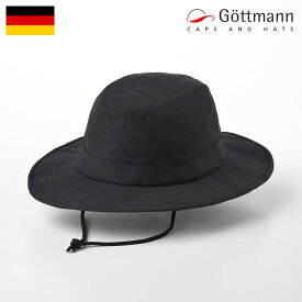 Gottmann 帽子 父の日 バケットハット つば広 あご紐 メンズ レディース 春夏 大きいサイズ ソフトハット 撥水 メッシュ カジュアル シンプル UVカット ドイツブランド ゴットマン Explorer Safarihat（エクスプローラー サファリハット） G1814670 ブラック