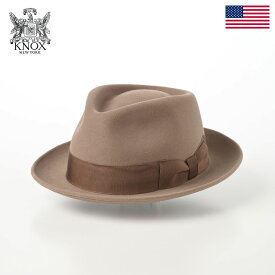 KNOX フェルトハット 帽子 父の日 メンズ 中折れハット 秋 冬 大きいサイズ ブランド 紳士帽 レディース ソフトハット つば短め 本革スベリ カジュアル フォーマル Rabbit Fur Trilby Hat（ラビットファー トリルビーハット）KPK ベージュ