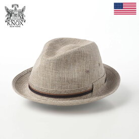 KNOX ハット 中折れ帽 トリルビー メンズ レディース 帽子 父の日 春 夏 秋 冬 通年かぶれる メッシュ裏地 サイズ調整可 ブランド シンプル おしゃれ カジュアル 普段使い ギフト プレゼント ノックス Linen Hat（リネンハット）KX3J011 ベージュ