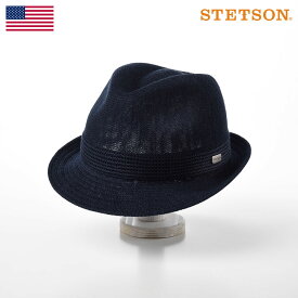 STETSON(ステットソン) マニッシュハット メンズ 春夏秋冬 中折れ帽子 フェドラ リネン素材 アメリカブランド アジャスター付 オールシーズン対応 送料無料 ギフト プレゼント あす楽 [マニッシュサーモニット SE105 ネイビー]