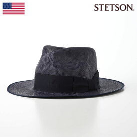 STETSON ステットソン パナマハット 中折れハット メンズ 帽子 パナマ帽 本パナマ 春 夏 ハイクラウン 太リボン スベリアジャスター付 エクアドル製 カジュアル フォーマル あす楽 送料無料 Flat PANAMA G3（フラット パナマ） SE456 ネイビー