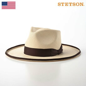 STETSON パナマハット メンズ 中折れハット パナマ帽子 春 夏 つば広 パイピング加工 サイズ調整 カジュアル アメリカブランド 送料無料 ギフト プレゼント ステットソン FLAT EDGE-UP PANAMA（フラット エッジアップ パナマ）SE588 ナチュラル