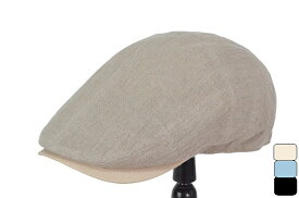 メンズ　ハンチング RETTER レッター リネン (ベージュ/ブルー/ブラック) S M L LL 62cm　サイズ調節付き 麻 大きいサイズ ハンチング帽 紳士帽子 男性 日本製 RE-H-1701032