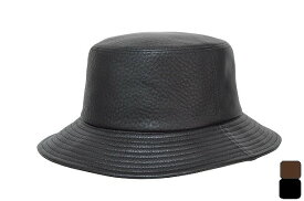 NISHIKAWAオリジナル メンズ レザーサハリハット サイズアジャスターつき (ブラウン/ブラック) S〜3L シュリンク リアルレザー 牛革 本革 大きいサイズ 小さいサイズ バケットハット 茶 黒 紳士帽子 日本製 132-leather