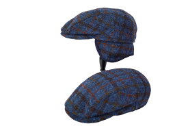 Wigensヴィゲンズ イヤーフラップ 耳あて付き　Harris Tweed ハリスツィード インポート メンズ ハンチング スエーデン 王室御用達 ネイビー チェック Ivy Slim Cap 秋冬 男性 紳士 帽子 30代 40代 50代 60代 70代 110429