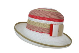 婦人帽子 イタリア製 インポート Complit コンプリット ペーパーブレード レディースハット レッド 女性 夏 ミセス 麦わら ストローハット 12654