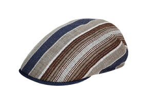 紳士帽子 イタリア製 1881年創業 MARONEマローネ ストライプ メンズ ハンチング 綿麻 インポート 57cm,59cm,61cm 男性 帽子 ベージュ ブラウン 春夏 CT765