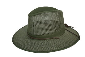 HENSCHELヘンシェル UPF50+ Made In U.S.A メッシュ メンズハット あご紐付き アドベンチャーハット 帽子 アウトドア 広つば 春夏 グリーン 深緑 カーキ 日よけ 紫外線 UV 男性 HE5310