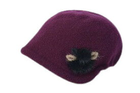 耳まで暖か 日本製 毛100% バスクウール フード レディース ニット帽 (レンガ/ベージュホワイト/ダークパープル/チャコール/ブラック) 婦人 毛糸 帽子 オレンジ 白 グレー 黒 ミセス シニア 女性 秋冬 KD-02-41714