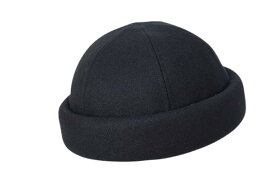 男女兼用 つば無し帽子 上質 ラシャ生地使用 日本製 帽子職人による ロールキャップ ブラック 黒 サグキャップ フィッシャーマンキャップ ウール メンズ レディース M～3L 大きいサイズ 秋冬 ROLL-RASYA-BK