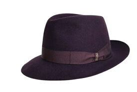 持ち運び用ロゴ入りBOX付き イタリア製 Borsalinoボルサリーノ 50GRAMMI チンクァンタグランミ 正規品 メンズハット 軽量 丸められる ディープパープル 57〜62cm ラビット ファー フェルトハット 114665-4491