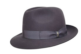 紳士 帽子 ロゴ入り専用保存箱付き イタリア製 インポート Borsalinoボルサリーノ ラビットファー フェルトハット MARENGOマレンゴ 正規品 57cm〜62cm グレー メンズハット 中折れハット 男性 490025-7261