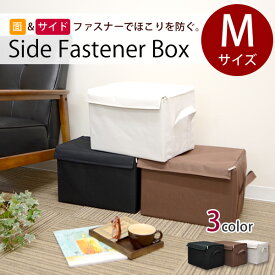 サイドファスナー収納ボックスM│折りたたみ　フタ付き 収納　収納用品　クローゼット収納　収納BOX　収納　おしゃれ 収納 押入れ収納 収納用品　収納ボックス　収納ボックス【AS】