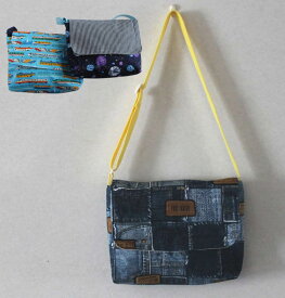 【Kazu-pin】ハンドメイド 　通園バッグ（男の子柄）　デニム　宇宙　新幹線