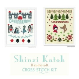 刺繍キット Shinzi Katoh Handicraft CROSS-STITCH KIT 2種 フロッキーワッペン付 オリムパス