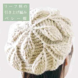 編み物キット 1玉で編める リーフ柄の引き上げ編みベレー帽 アルパカレジェーロ ハマナカ 編図17 N